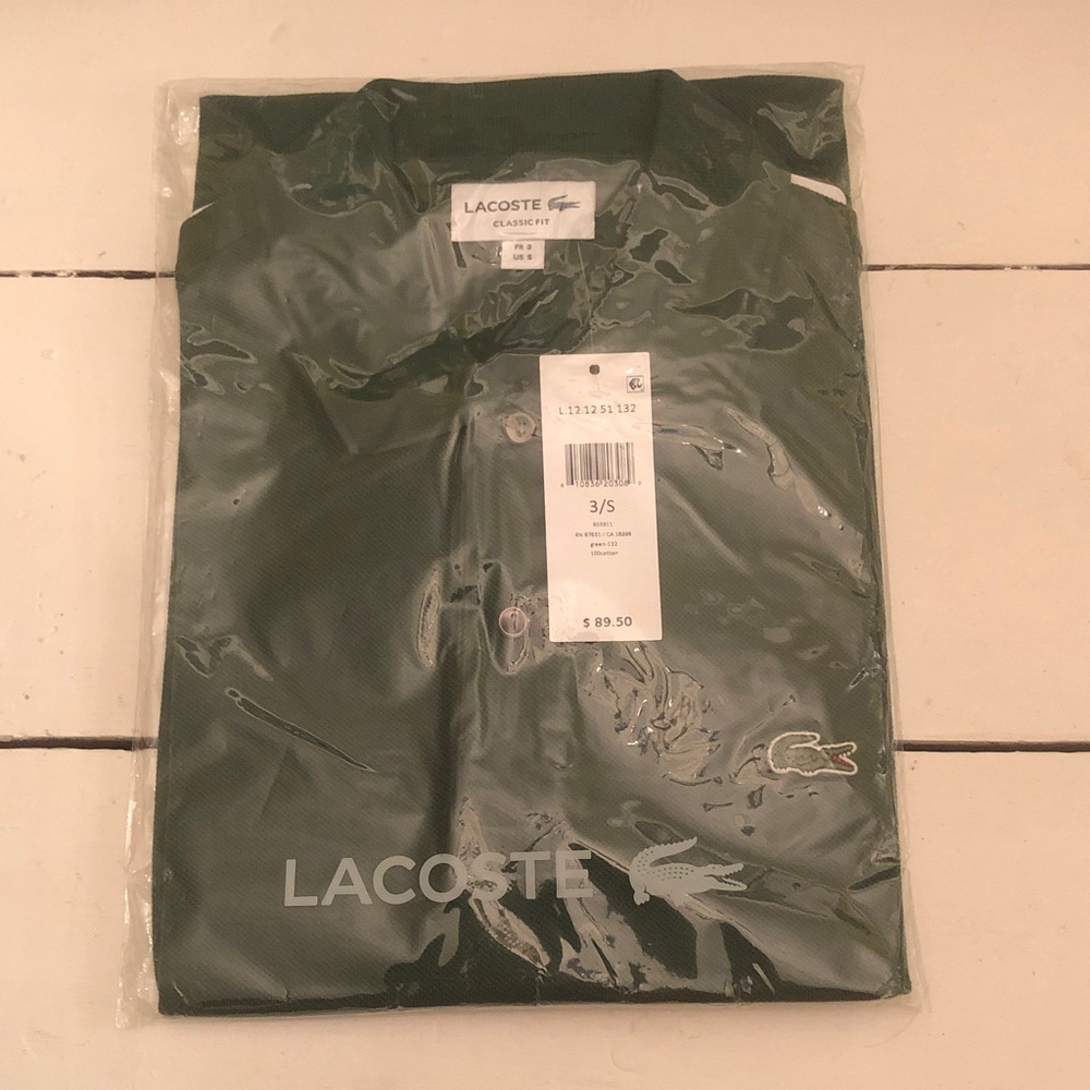 Lacoste Pique Polo Shirt - Forest Green NEW Size Small
